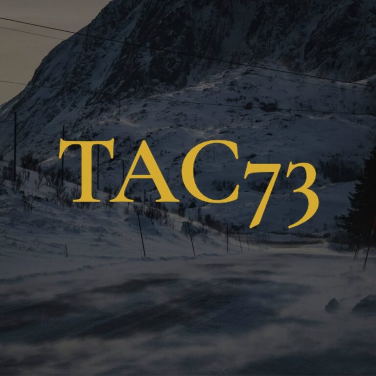 Logo TAC73 sur une route de montagne enneigée – réalisation Cerf à Lunettes